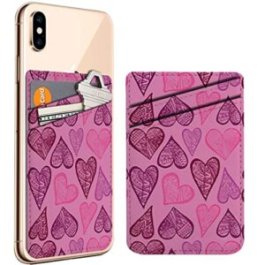 diascia pack of 2 - cellphone stick on leather cardholder ( rustic decorative lace heart pattern pattern ) id credit card pouch wallet pocket sleeve