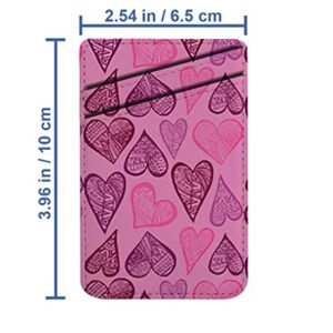 Diascia Pack of 2 - Cellphone Stick on Leather Cardholder ( Rustic Decorative Lace Heart Pattern Pattern ) ID Credit Card Pouch Wallet Pocket Sleeve