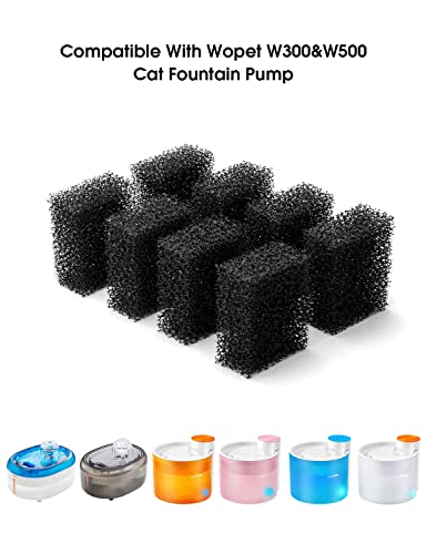 WOPET 8 Pack Replacement Pre-Filter Sponges for Pump from WOPET W300 and W500&W500B Automatic Pet Fountain Cat Water Fountain Dog Water Dispenser