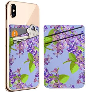 diascia pack of 2 - cellphone stick on leather cardholder ( lilac branch flowers pattern pattern ) id credit card pouch wallet pocket sleeve