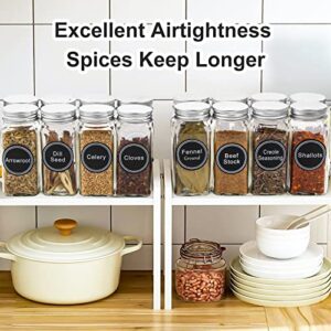 CISILY 28 Spice Jars With 396 Labels, Glass Seasoning Jars with Shaker Lids, Square Spice Bottles, Airtight Empty 4oz Spices Containers Set Organizer, Kitchen Organization & Storage