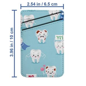 Diascia Pack of 2 - Cellphone Stick on Leather Cardholder ( Tooth Character Personage Dental Clinic Pattern Pattern ) ID Credit Card Pouch Wallet Pocket Sleeve