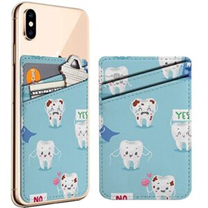diascia pack of 2 - cellphone stick on leather cardholder ( tooth character personage dental clinic pattern pattern ) id credit card pouch wallet pocket sleeve