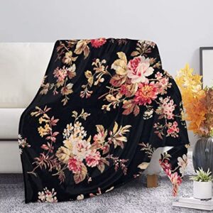 jiueut flannel bed throws,vintage flower floral throw blankets soft cozy for sofa couch office travel camping,lightweight