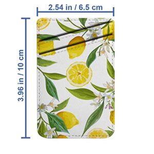 Diascia Pack of 2 - Cellphone Stick on Leather Cardholder ( Floral Lemon Fruits Pattern Pattern ) ID Credit Card Pouch Wallet Pocket Sleeve