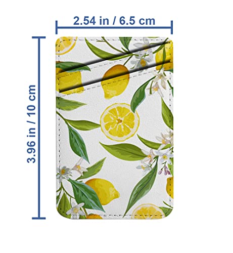 Diascia Pack of 2 - Cellphone Stick on Leather Cardholder ( Floral Lemon Fruits Pattern Pattern ) ID Credit Card Pouch Wallet Pocket Sleeve