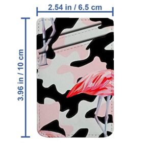 Diascia Pack of 2 - Cellphone Stick on Leather Cardholder ( Beautiful Pink Flamingo Print Pattern Pattern ) ID Credit Card Pouch Wallet Pocket Sleeve