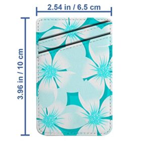 Pack of 2 - Cellphone Stick on Leather Cardholder ( Turquoise Tropical Plumeria Hibiscus Floral Pattern Pattern ) ID Credit Card Pouch Wallet Pocket Sleeve