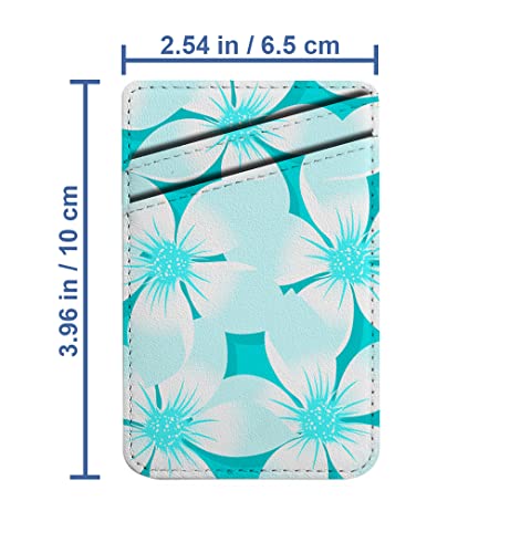 Pack of 2 - Cellphone Stick on Leather Cardholder ( Turquoise Tropical Plumeria Hibiscus Floral Pattern Pattern ) ID Credit Card Pouch Wallet Pocket Sleeve