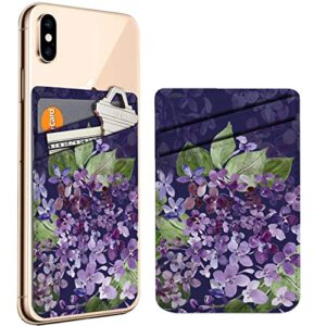 diascia pack of 2 - cellphone stick on leather cardholder ( spring blooming lilac branch flower pattern pattern ) id credit card pouch wallet pocket sleeve