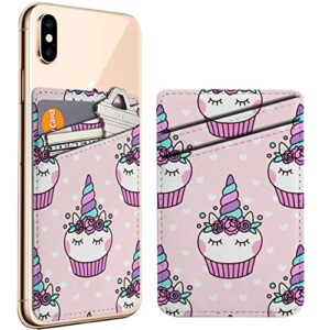 diascia pack of 2 - cellphone stick on leather cardholder ( cute unicorn cupcake pattern pattern ) id credit card pouch wallet pocket sleeve