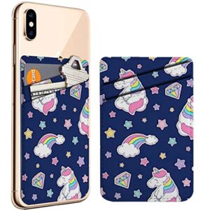 pack of 2 - cellphone stick on leather cardholder ( cute pastel unicorn rainbow diamond pattern pattern ) id credit card pouch wallet pocket sleeve