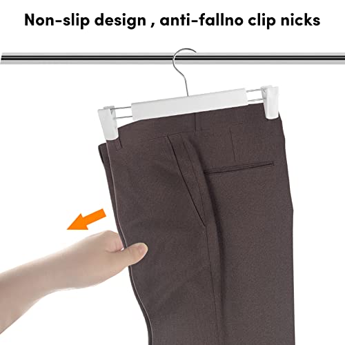 DEDU Pants Hangers with Clips White 12 Pack, Skirt Hangers for Women Plastic Adjustable, Short Hangers for Closet Non Slip 360 ° Swivel Hooks