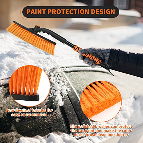 OHMOTOR Ice Scrapers for Car Windshield 26 Inch Snow Brush for Car with 360° Rotating Brush & Foam Grip, Snow Removal Tool for Car Truck SUV Ice Scraper