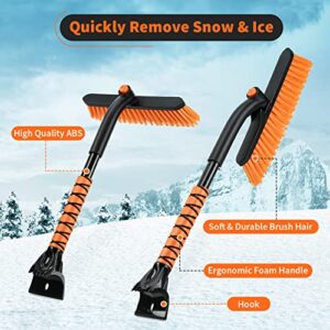 OHMOTOR Ice Scrapers for Car Windshield 26 Inch Snow Brush for Car with 360° Rotating Brush & Foam Grip, Snow Removal Tool for Car Truck SUV Ice Scraper
