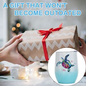 DOUDIZHU Sea Turtle Insulated Glitter Tumbler, Gifts for Friends, Her, Mom Wine Tumbler 12 oz Turtle Stainless Steel Cup with Lid, Birthday Gift for Turtle Lovers Beach Ocean Decor