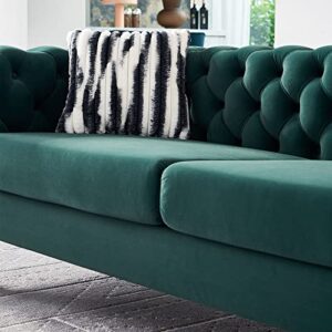 Zushule Tufted Velvet Chesterfield Sofa - A Modernized Classic with Gold Metal Legs and 2 Throw Pillows - Couches for Living Room, Office, and Bedroom - Emerald Green Couch