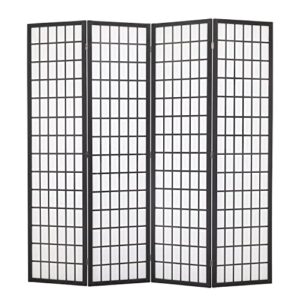 fdw room divider 4 panel oriental shoji screen 6ft folding privacy divider wall divider portable freestanding partition screen japanese-inspired wood divider ,white