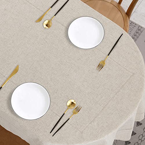 HOMBYS Oval Tablecloth with Hollow for Oval Table, 60x84 Inch Farmhouse Table Covers for Kitchen Dining Party, Wrinkle Free Anti-Fading Tabletop Decoration, Natural