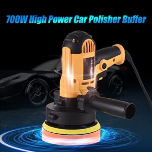 Buffer Polisher, Geevorks Buffer Waxer 5-inch, Variable Speed Car Polisher 600-3700RPM with Detachable Handle/ 6PCS Sponge Pad/ 6PCS Cloth Bonnet Pad/ 1PCS Wool Pad/Spanner