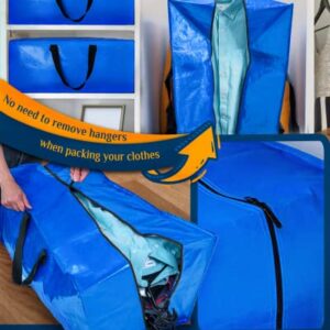 Raydior Heavy Duty Moving bags Storage Totes 4PCS| Extra Large Blue Packing Bags Backpack Straps Strong Handles & Zippers| College Moving, Laundry bags, Alternative to Moving Box