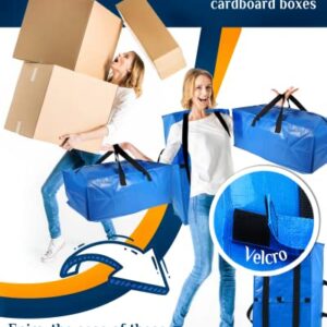 Raydior Heavy Duty Moving bags Storage Totes 4PCS| Extra Large Blue Packing Bags Backpack Straps Strong Handles & Zippers| College Moving, Laundry bags, Alternative to Moving Box