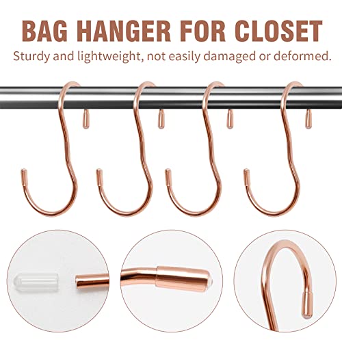 Zreneyfex 12 pcs Rose Gold Purse Organizer for Closet with Unique Twisted Hook Design