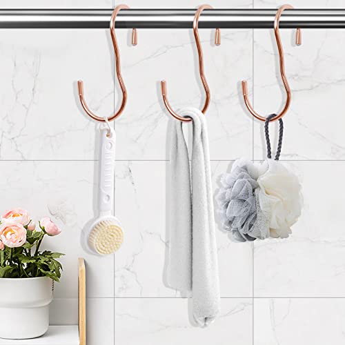 Zreneyfex 12 pcs Rose Gold Purse Organizer for Closet with Unique Twisted Hook Design