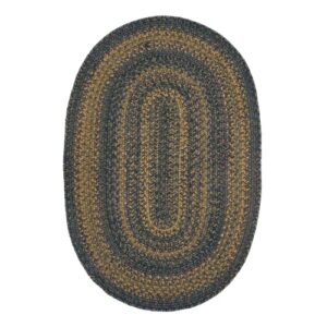 braided-rugs country & primitive reversible jute braided rug, salem black & green 20 x 30 oval, suitable for kitchen, living room,