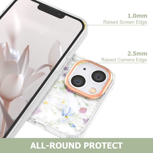 zelaxy Flower Case Compatible with iPhone 14 / iPhone 13 6.1", Soft & Flexible TPU Shockproof Cover Flower Garden Patterns Full Body Protective Floral Phone Case for Girl Woman (Garden)