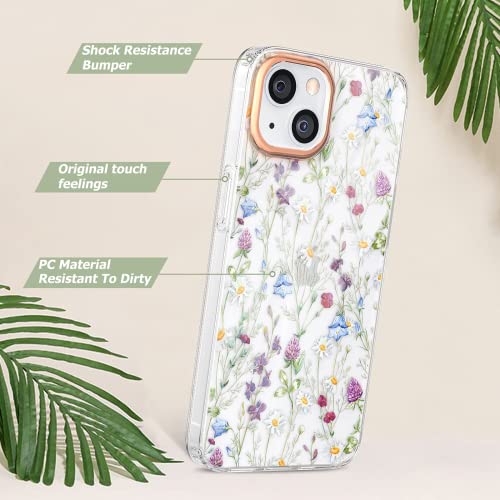 zelaxy Flower Case Compatible with iPhone 14 / iPhone 13 6.1", Soft & Flexible TPU Shockproof Cover Flower Garden Patterns Full Body Protective Floral Phone Case for Girl Woman (Garden)