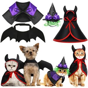 4 pcs halloween pet costume cat dog wizard costume vampire devil cloak with hat bat wings wizard hat devil cloak cat small dogs outfits for halloween party pet cosplay