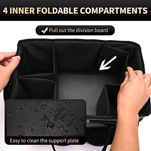 CHZUOBER Large Cleaning Caddy Organizer with Handle, Sponge Shoulder Strap Cleaning Supplies Organizer with Foldable Dividers Zipper Pocket Cleaning Supply Caddy for Cleaners Housekeepers