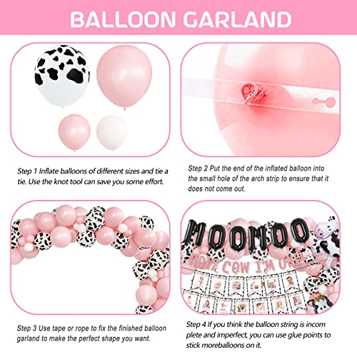 143 PCs Holy Cow I'M One Birthday Decorations for Girl, Fiesec Cow First Birthday Party Supplies Cow Print Balloon Garland Monthly Photo Highchair Glitter Banner Cake Topper Crown Pink White Black