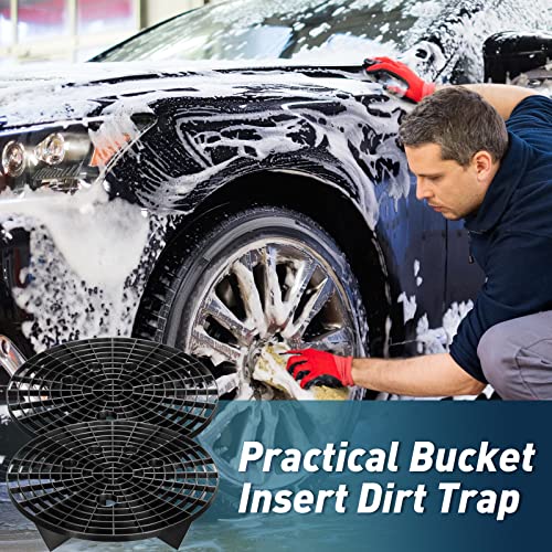 Car Wash Bucket Insert Auto Detail Grit Trap for Car Detailing Cleaning Washing, Fits 12 Inch Diameter Bucket or 3-5 Gallon Bucket（Black）