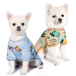 Topkins Dog Pajamas, Breathable Dog Pjs 4 Legs Dog Shirts, Soft Puppy Pajamas for Small Medium Sized Dogs (2 Pieces)