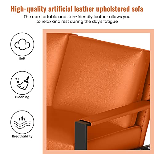 LTTROMAT PU Leather Loveseat Sofa Couch, Mid-Century Modern 2 Seater Sofa, 45Inch Couch, Comfy Upholstered Small Love Seat Couch for Living Room, Office, Apartment