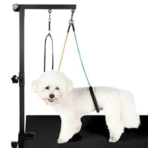 egfki dog-grooming-arm, 35" adjustable pet grooming table arm with clamp, dog grooming stand for small medium dogs at home, dog grooming table arm