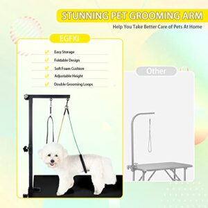 EGFKI Dog-Grooming-Arm, 35" Adjustable Pet Grooming Table Arm with Clamp, Dog Grooming Stand for Small Medium Dogs at Home, Dog Grooming Table Arm