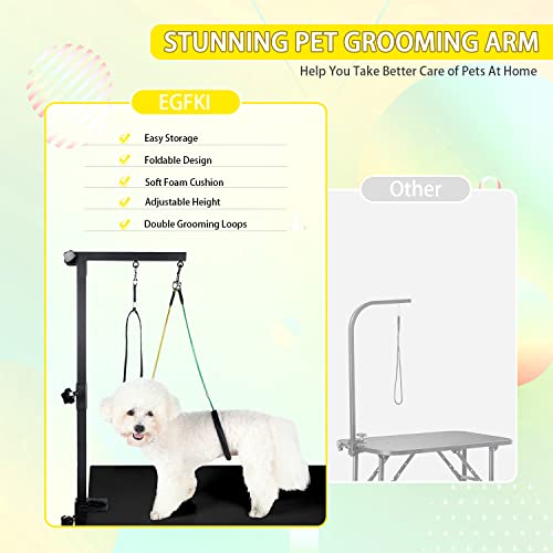 EGFKI Dog-Grooming-Arm, 35" Adjustable Pet Grooming Table Arm with Clamp, Dog Grooming Stand for Small Medium Dogs at Home, Dog Grooming Table Arm