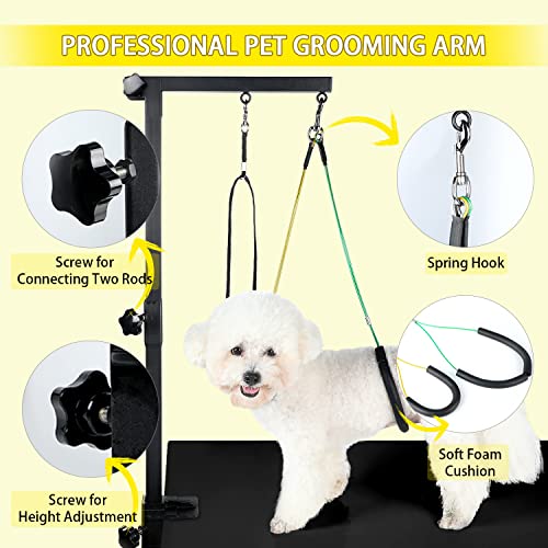 EGFKI Dog-Grooming-Arm, 35" Adjustable Pet Grooming Table Arm with Clamp, Dog Grooming Stand for Small Medium Dogs at Home, Dog Grooming Table Arm