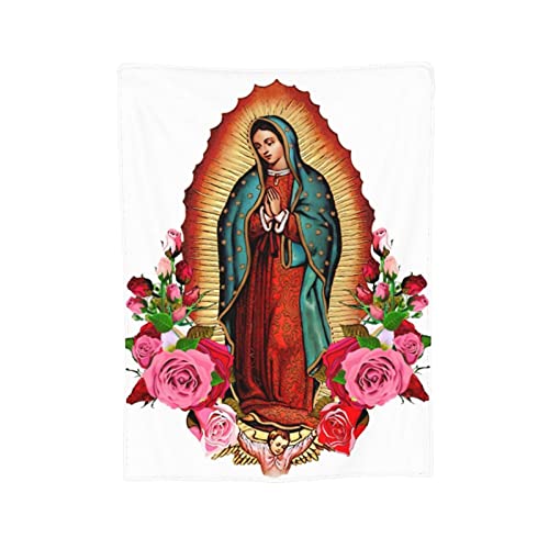 Our Lady of Guadalupe Virgin Mary(1) Flannel Fleece Throw Blankets Super Soft Cozy Warm Plush Bedding for Adults Kids Lightweight Blankets for Couch,Sofa,Bed Halloween decor-50 x40