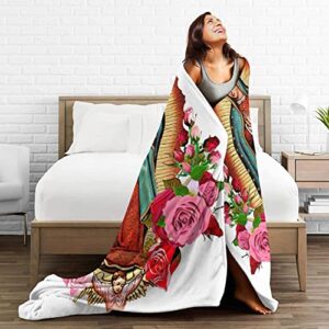 Our Lady of Guadalupe Virgin Mary(1) Flannel Fleece Throw Blankets Super Soft Cozy Warm Plush Bedding for Adults Kids Lightweight Blankets for Couch,Sofa,Bed Halloween decor-50 x40