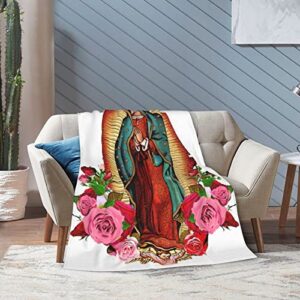 Our Lady of Guadalupe Virgin Mary(1) Flannel Fleece Throw Blankets Super Soft Cozy Warm Plush Bedding for Adults Kids Lightweight Blankets for Couch,Sofa,Bed Halloween decor-50 x40