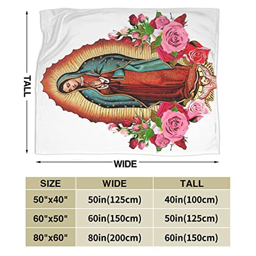 Our Lady of Guadalupe Virgin Mary(1) Flannel Fleece Throw Blankets Super Soft Cozy Warm Plush Bedding for Adults Kids Lightweight Blankets for Couch,Sofa,Bed Halloween decor-50 x40