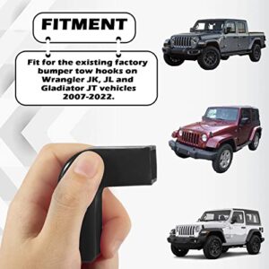 Factory Bumper Tow Hook Covers Fit for Jeep Wrangler JK, JL, Gladiator JT 07-22 Front Bumper Protect from Scuffs and Scratches, 2 Pack (Black)