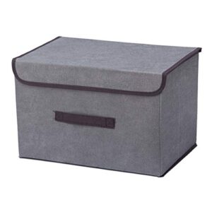 foldable storage box with lid snacks organizer container closet, l gray, as described