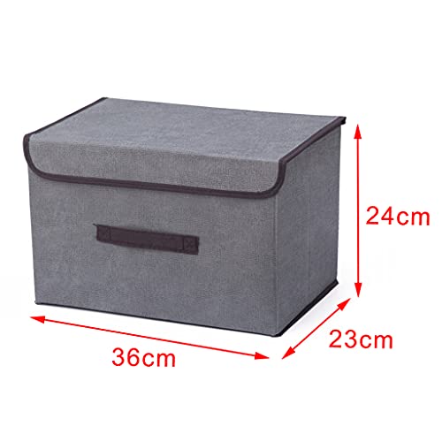 Foldable Storage Box with Lid Snacks Organizer Container Closet, L Gray, As Described