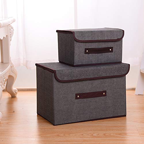 Foldable Storage Box with Lid Snacks Organizer Container Closet, L Gray, As Described