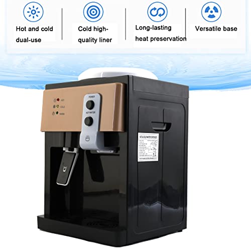 WEBTB Electric Water Dispenser, 3-in-1 Water Cooler Dispenser, with Ice Heat Function Hot, Cold & Room Water, Automatic Temperature Control with Power Cord, Gold